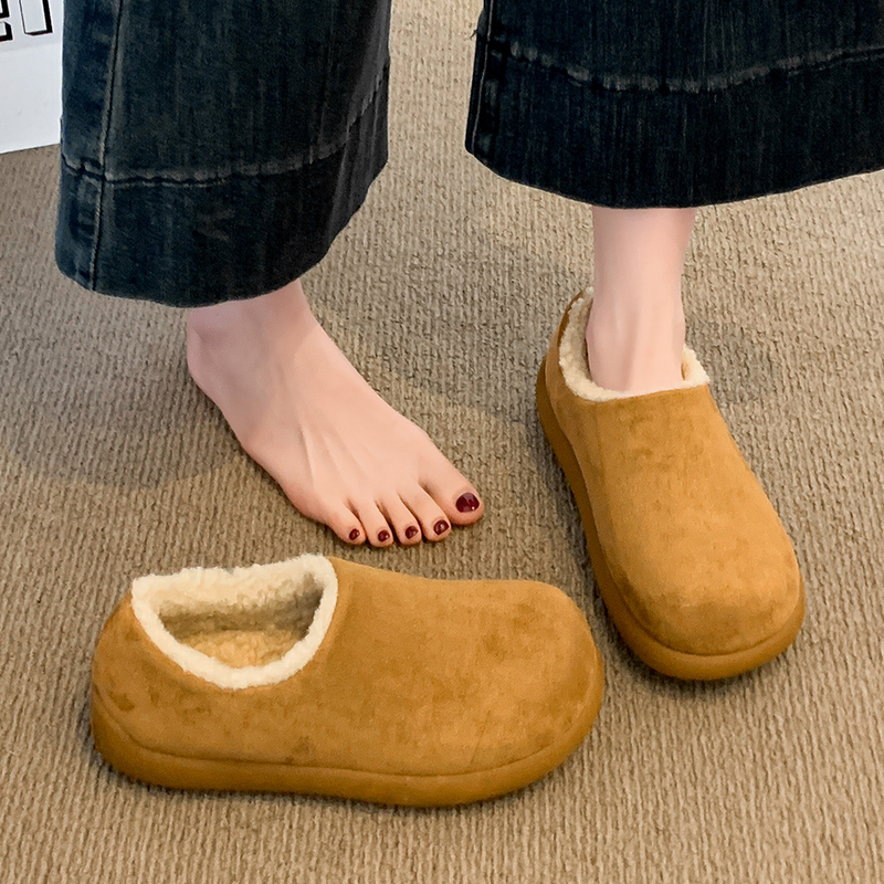 小土豆勃肯鞋女加绒雪地靴2025新款爆款冬季一脚蹬孕妇保暖棉鞋子