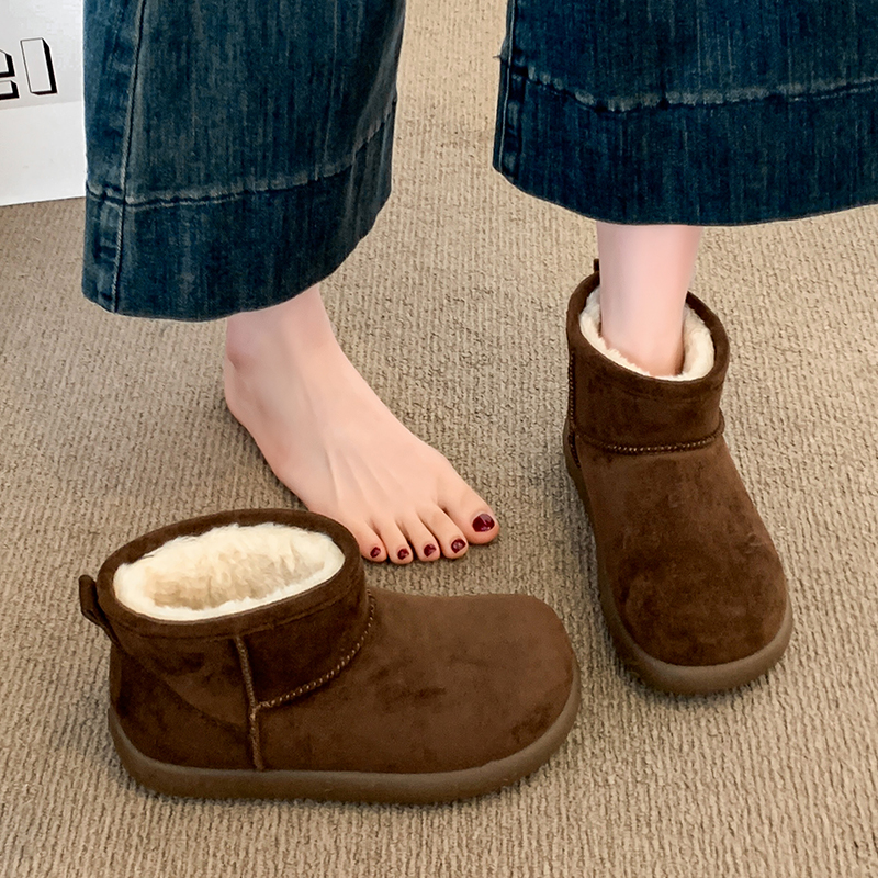 厚底皮毛一体雪地靴女2025新款冬季加绒保暖加厚防水东北大棉鞋子