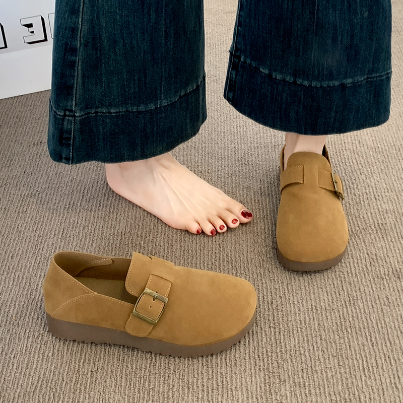 复古厚底全包勃肯鞋女2025秋季新款一脚蹬懒人乐福单鞋博肯女鞋子