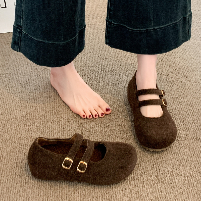 内增高厚底加绒玛丽珍毛毛鞋女2025冬季新款勃肯鞋保暖棉鞋雪地靴