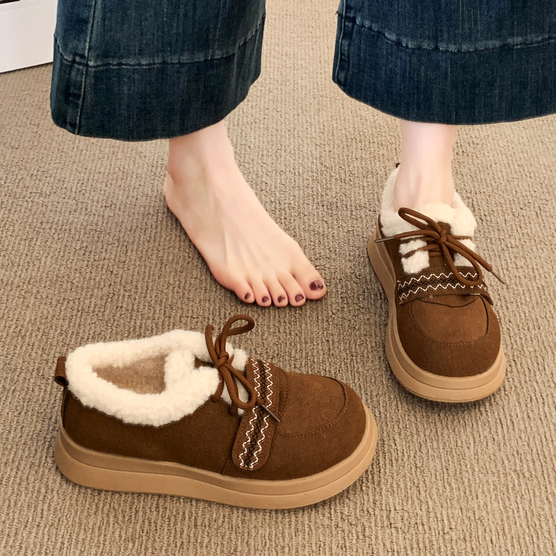 厚底加绒勃肯鞋一脚蹬毛毛鞋女2025新款冬季防滑雪地靴豆豆鞋棉鞋,女鞋,时尚雪地靴,淘宝优惠券,粉丝福利购,淘宝优惠卷