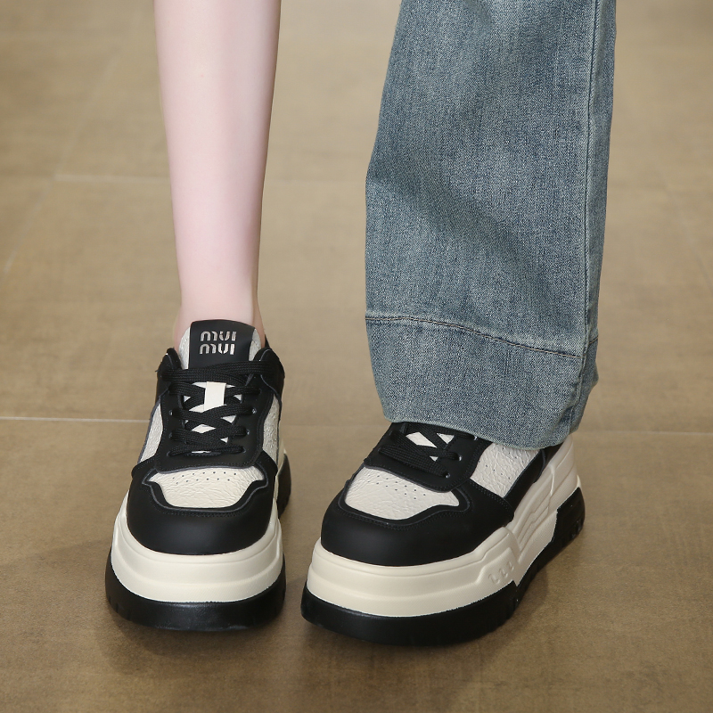 小个子厚底增高小白鞋女2025秋季新款百搭松糕高跟休闲鞋运动板鞋