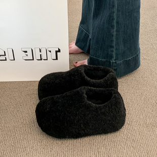 毛毛鞋厚底内增高加绒全包勃肯鞋女2025冬季新款豆豆棉鞋子雪地靴