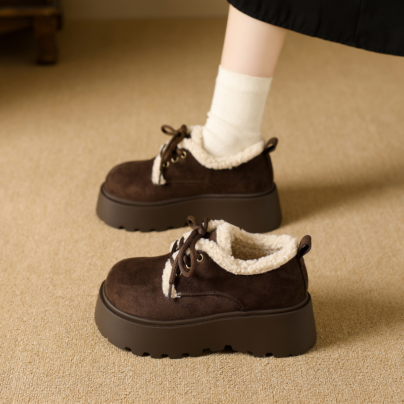 厚底勃肯雪地靴女2025冬季新款百搭复古加绒保暖防滑增高毛毛棉鞋