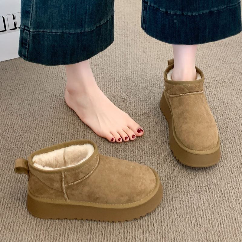 厚底加绒加厚勃肯鞋雪地靴子女2025冬季新款东北大棉鞋保暖面包鞋