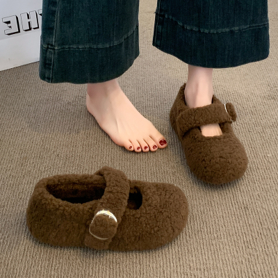 厚底内增高勃肯鞋毛毛鞋女外穿2025秋冬新款加绒雪地靴玛丽珍棉鞋