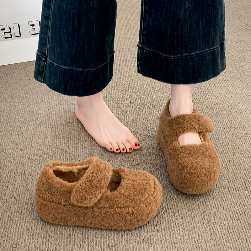 厚底内增高加绒保暖勃肯鞋女冬2025新款毛毛鞋低帮棉鞋爆款雪地靴