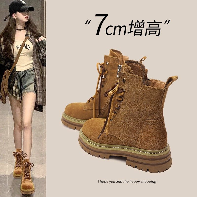 英伦风马丁靴女款2025新款厚底大黄靴超火新疆旅游夏季薄款女靴子,女鞋,马丁靴,淘宝优惠券,粉丝福利购,淘宝优惠卷