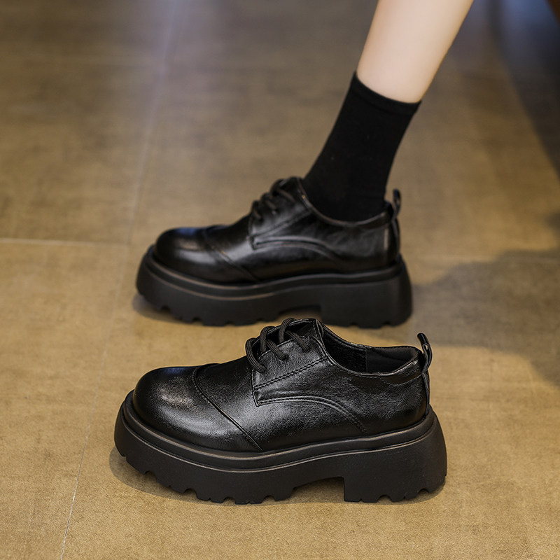 厚底英伦风小皮鞋女款2026新款春季超火百搭学院风增高黑色乐福鞋,女鞋,深口单鞋,淘宝优惠券,粉丝福利购,淘宝优惠卷