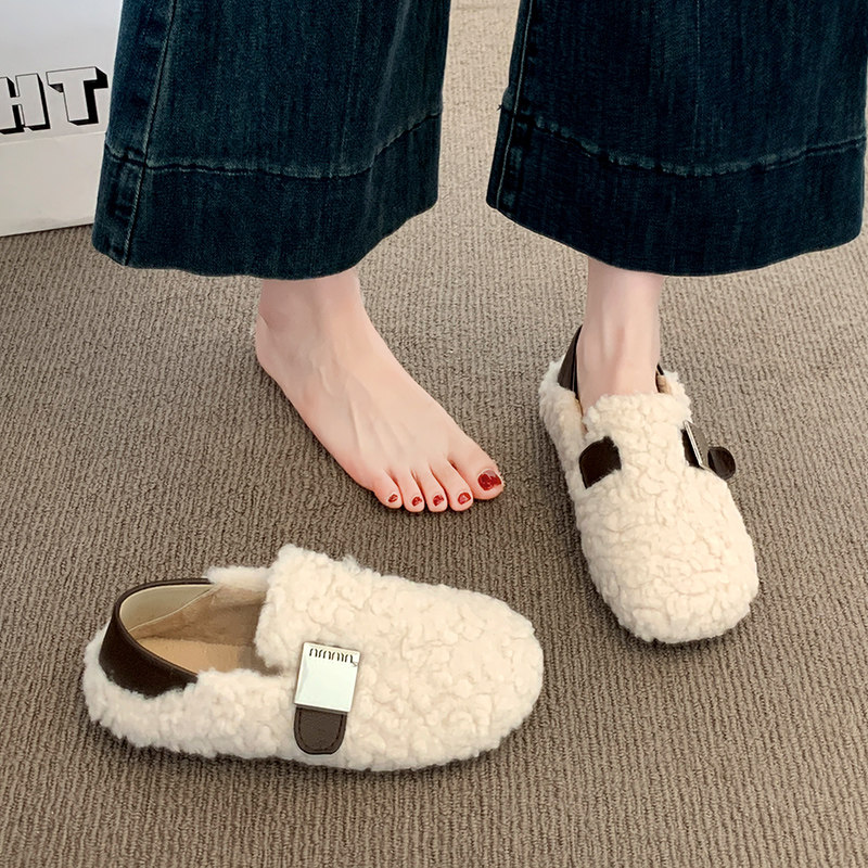 雪地靴女款2025冬季新款一脚蹬懒人豆豆鞋加绒毛毛鞋时尚百搭棉鞋,女鞋,时尚雪地靴,淘宝优惠券,粉丝福利购,淘宝优惠卷