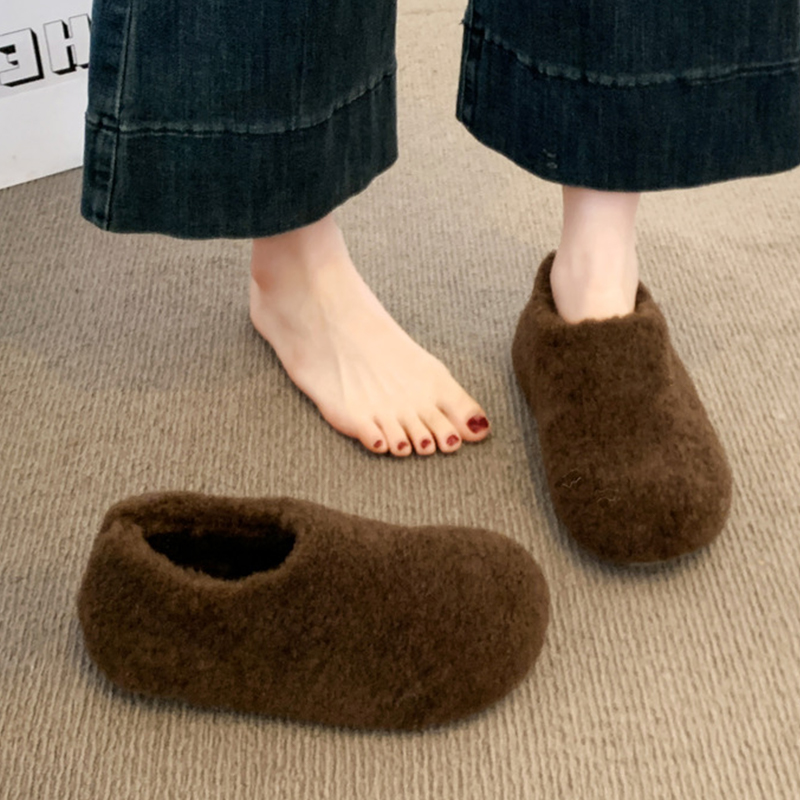 厚底毛毛鞋女2025秋冬新款雪地靴加绒豆豆鞋保暖一脚蹬孕妇棉鞋子