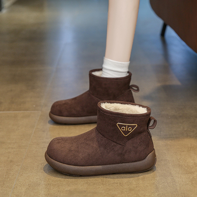 厚底加绒勃肯短靴女2025新款冬季加绒防水防滑雪地靴外穿保暖棉鞋