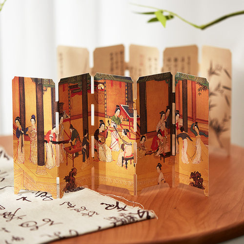 古风迷你屏风书签古典中国风文创桌面氛围感小摆件创意简约小卡片文艺高颜值手账素材纸质ins风书签纸礼品