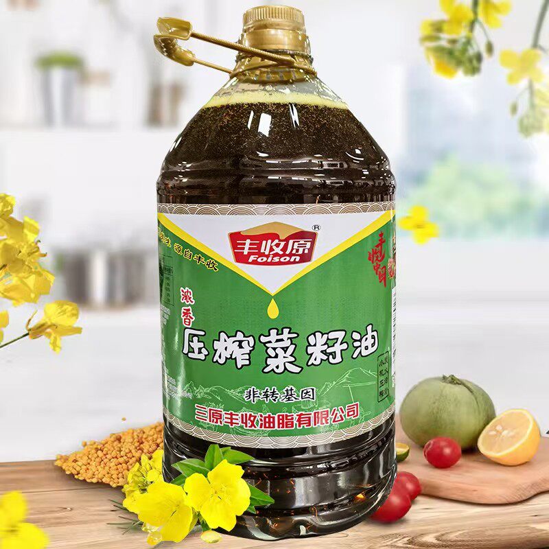 纯正浓香压榨菜籽油非转基因9.2斤小榨笨菜籽菜籽油5L精选自榨G