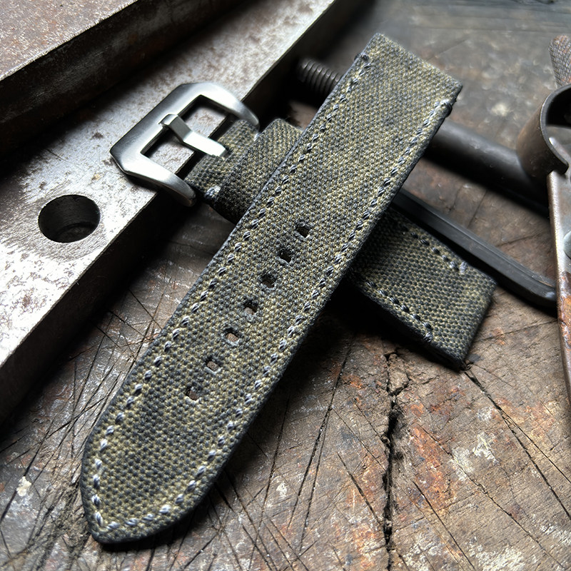 指挥官手工定制做旧帆布表带男厚款平直接口复古战争军风猛男系列,手表,配件,淘宝优惠券,粉丝福利购,淘宝优惠卷