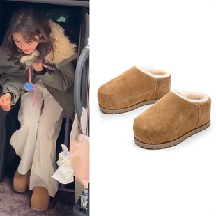 日本GP赵露思同款2025秋冬款胖头面包鞋卡皮巴拉加绒加厚雪地棉靴