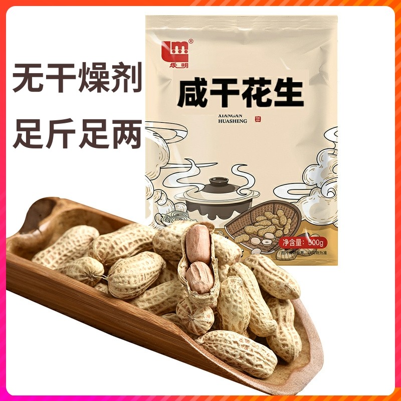 乐明咸干花生500g 四川特产带壳咸味天府花生咸香盐水煮熟烘炒货