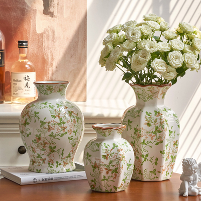 新中式八角大号花瓶复古陶瓷