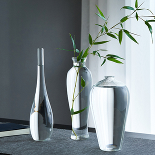 日式玻璃花瓶透明水培花器轻奢名宿餐桌水养植物客厅装饰插花摆件
