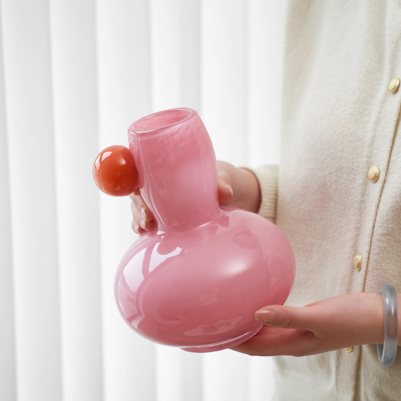 糖果色法式复古玻璃花瓶高级感艺术琉璃花器客厅水培玫瑰插花摆件,鲜花速递/花卉仿真/绿植园艺,花瓶,淘宝优惠券,粉丝福利购,淘宝优惠卷