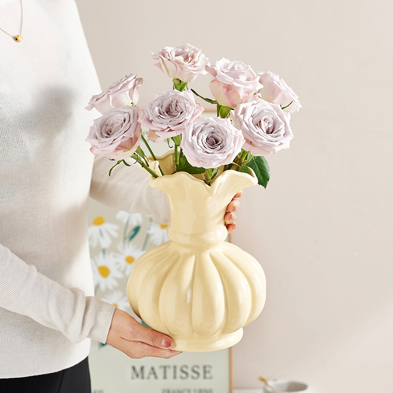 法式小众中古芬顿陶瓷花瓶客厅餐桌插花ins风装饰高级感花器摆件