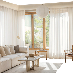 百叶纱窗帘纱帘透光不透人客厅阳台白色窗纱遮阳防晒轻奢2025新款