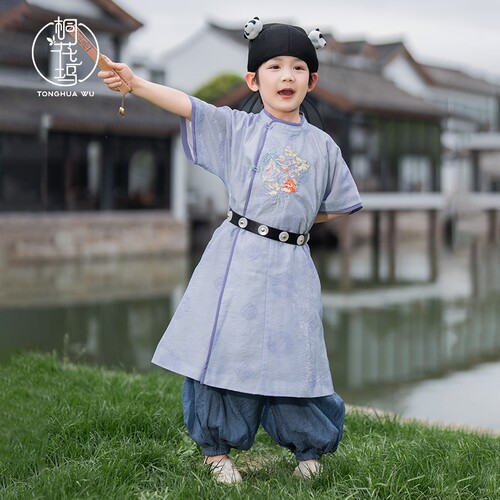 桐花坞男童夏季唐制圆领袍汉服