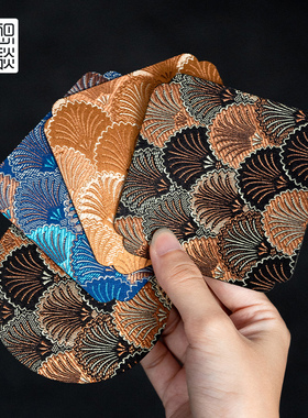 织锦杯垫日式杯托功夫茶道纯手工壶垫隔热吸水防烫中式茶席干泡垫