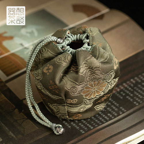 器想茶谈国风刺绣便携棉麻杯袋