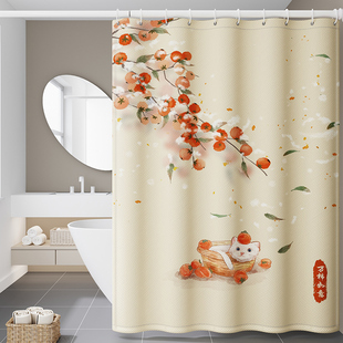 加厚防水浴帘化妆室隔板帘子免打孔套装门帘防霉挂帘遮挡布挂帘