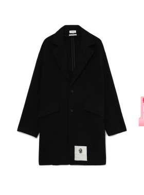 BAPE BLACK男装24年秋冬猿人标签纯色羊毛大衣外套K7603ML