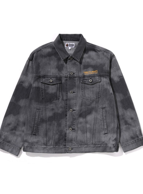 BAPE男装25年春夏字母刺绣漂白褪色特染图案水洗牛仔外套X03401O