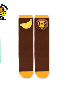 BABY MILO STORE配饰立体毛绒香蕉小猴中筒袜4483XXQ