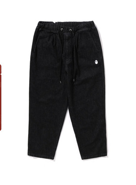 BAPE男装春夏猿人刺绣标松紧腰系带牛仔裤150303M