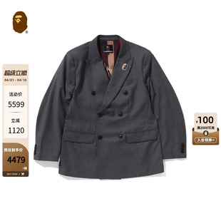 25春夏猿人胡子徽章双排扣西装 外套309401O APE男装 MR.BATHING