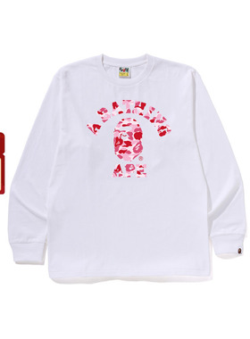 BAPE男装25年秋冬迷彩猿人字母印花长袖T恤005111P