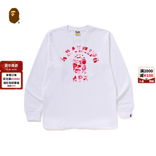 BAPE男装 T恤005111P 25年秋冬迷彩猿人字母印花长袖