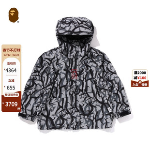BAPE X NBHD联名男装秋冬荆棘迷彩刺绣字母撞色连帽夹克140906N
