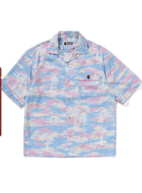 BAPE女装25春夏棕榈树虎纹迷彩图案开领衬衫002322O