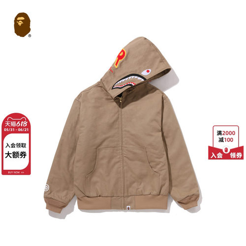 BAPE纯色鲨鱼连帽工装夹克