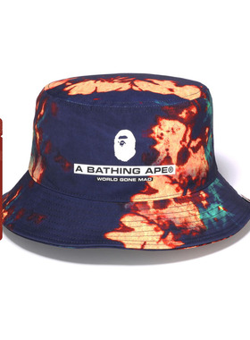 BAPE配饰猿人字母印花满印扎染图案渔夫帽181016I