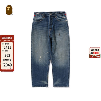 MR.BATHING APE男装24年秋冬猿人胡子刺绣水洗牛仔裤150303N