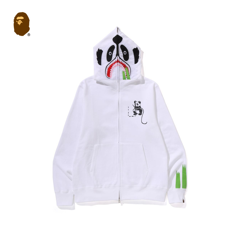 熊猫图案全拉链连帽卫衣BAPE