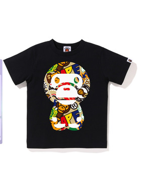 BAPE童装25年秋冬卡通小猴BABY MILO多图案印花短袖T恤202103P