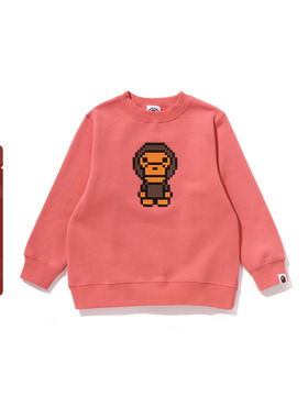 BAPE童装24年秋冬卡通小猴BABY MILO积木块胶印圆领卫衣313006N
