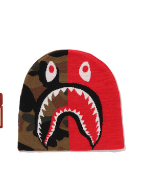 BAPE配饰迷彩鲨鱼提花针织冷帽X03811P