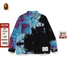 BAPE男装24年秋冬字母标签扎染图案长袖衬衫131005N
