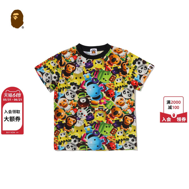 BAPE童装26年春夏立体感BABY MILO卡通小猴动物短袖T恤006093Q
