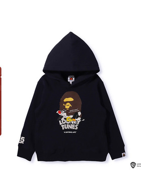 BAPE联名童装猿人傻大猫翠迪鸟印花连帽卫衣314901H