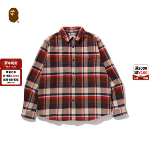 001311P 衬衫 BAPE男装 25年秋冬猿人刺绣标格纹图案长袖